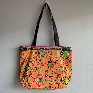 Neon Print Bohemian Canvas Tote Beach Bag